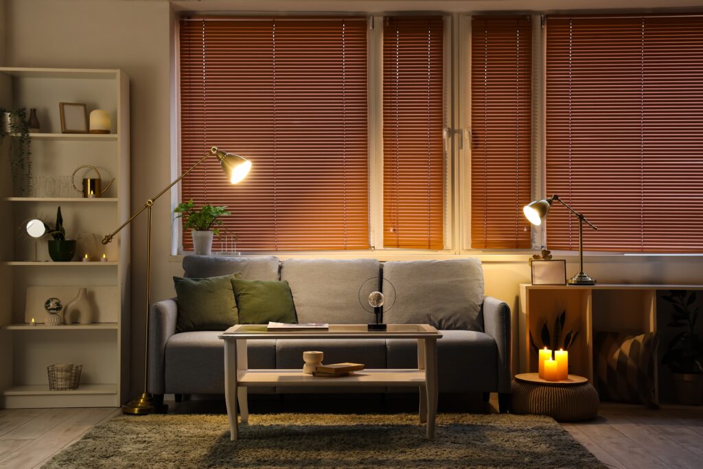 Interior,Of,Modern,Living,Room,With,Grey,Sofa,,Burning,Candles, Cozy, Homelike, Nice, Comfortable